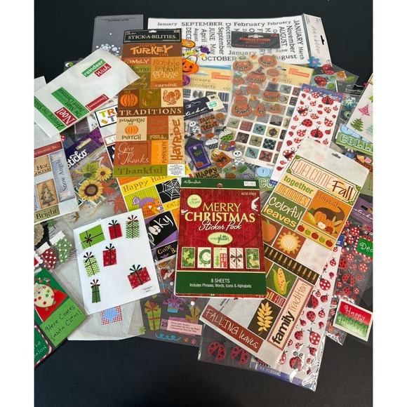 Other - Scrap Booking Material Stickers Holiday Spring Snowman Fall Crafting Hobby Lot